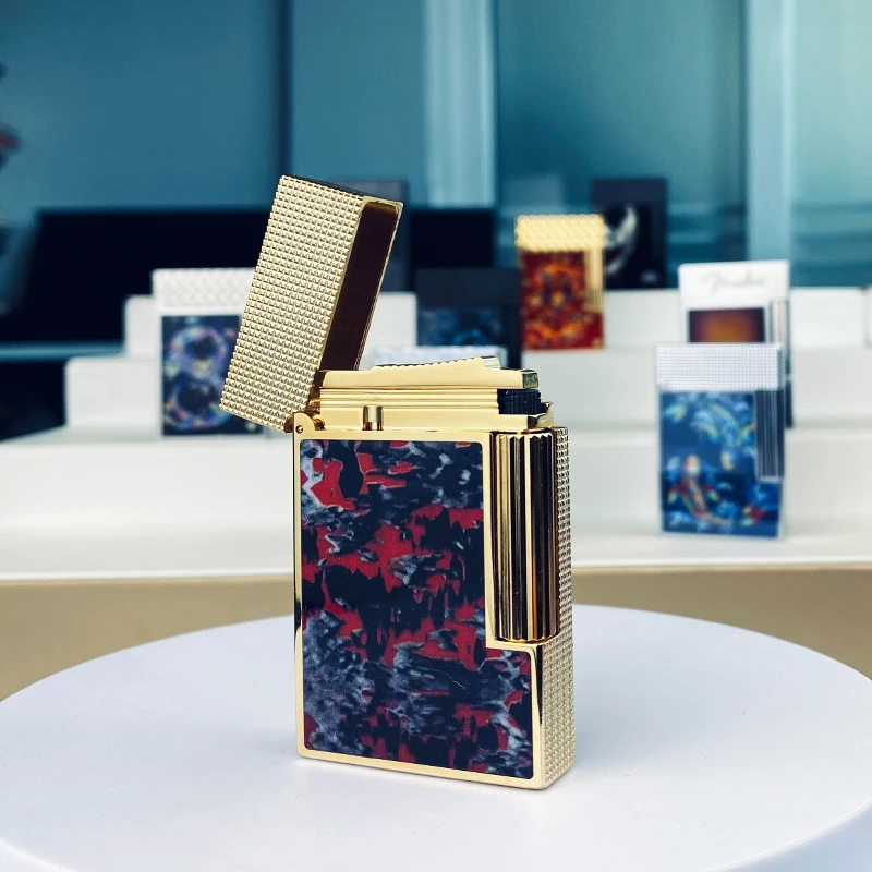 New commemorative edition single and double flame luxury lighter Ping Sound natural paint cigarette smoking butane lighter 11802