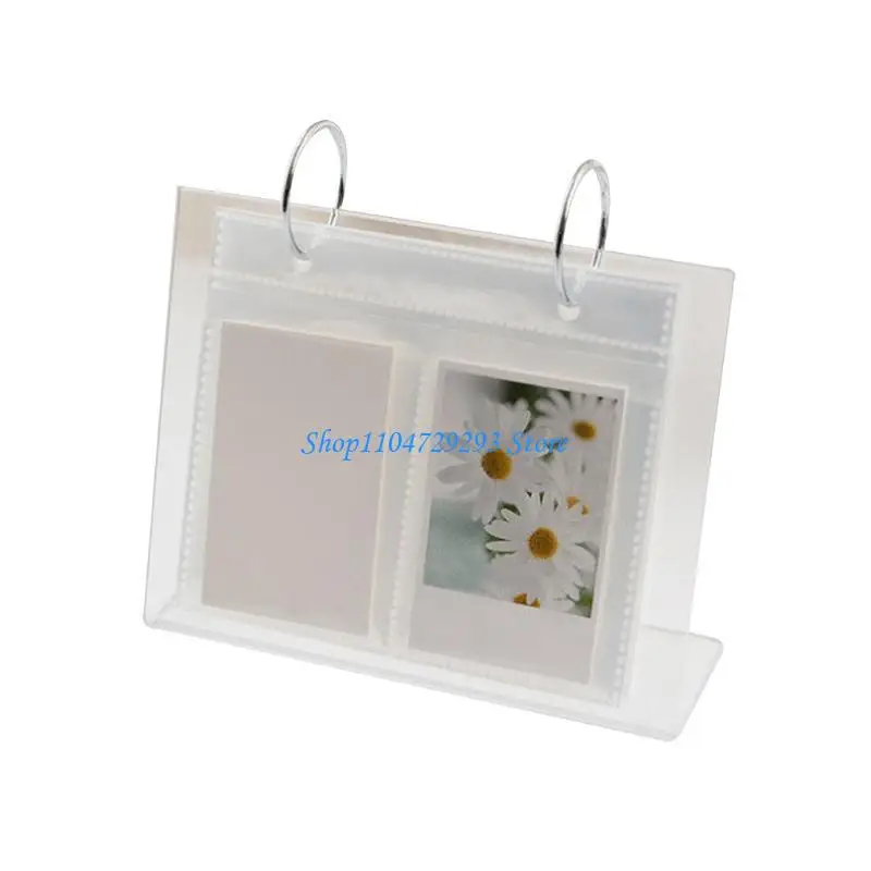 Clear Acrylic Frames 2 Rings Photo Album Binder Desktop Double Sided Album