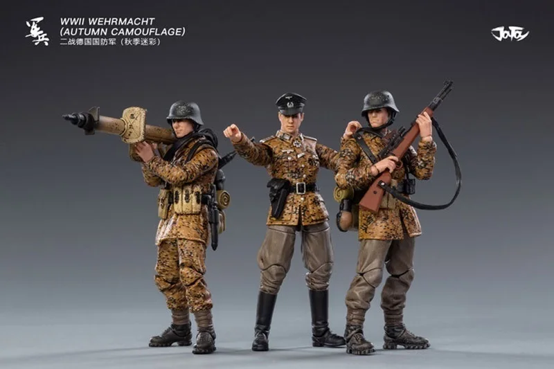 JOYTOY 1/18 3.75 Action Figure (3 PÇS/SET) Segunda Guerra Mundial Alemanha Wehrmacht Outono Camuflagem Anime Coleção Modelo Militar