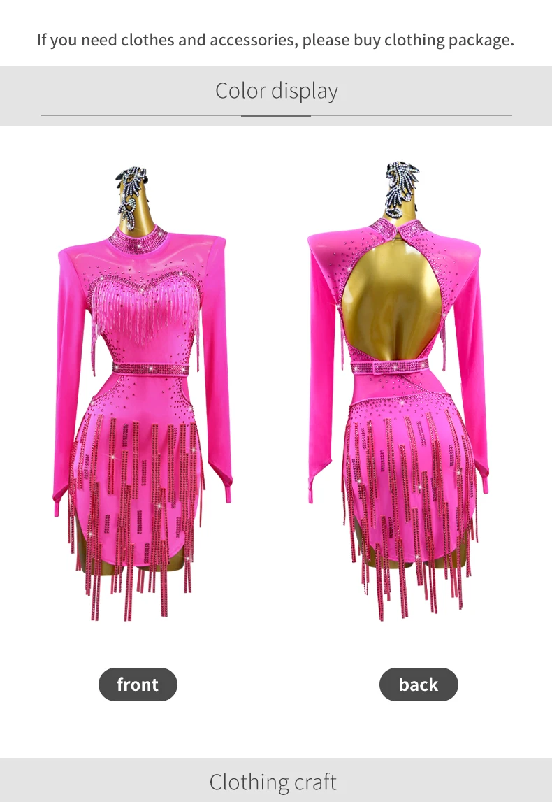 Kostüm für Damen 2026, elegantes Abendkleid, lateinamerikanische Tanzkleidung für Mädchen, Samba-Outfit, Party-, Wettbewerbs- und Auftrittsrock – Detail 5
