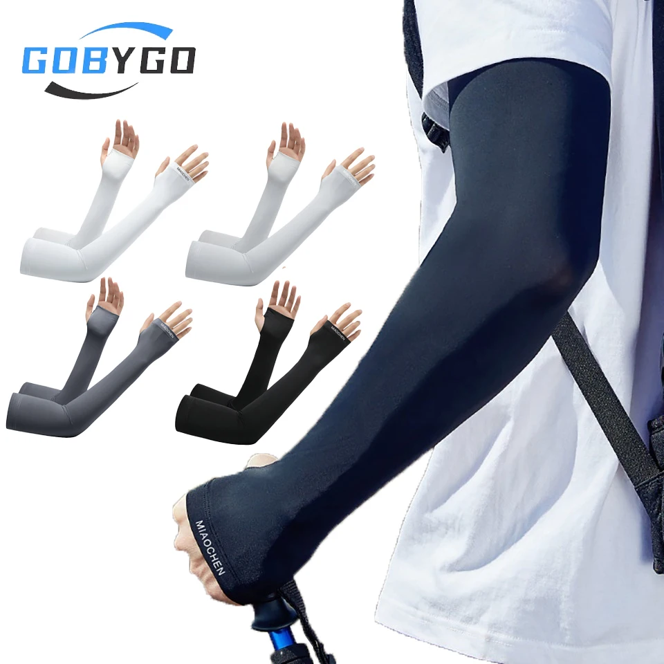 

GOBYGO 1Pair UPF50+ Arm Sleeve Breathable Ice Silk UV Protection Outdoor Sports Badminton Summer Cooling Arm Sleeves Men Women