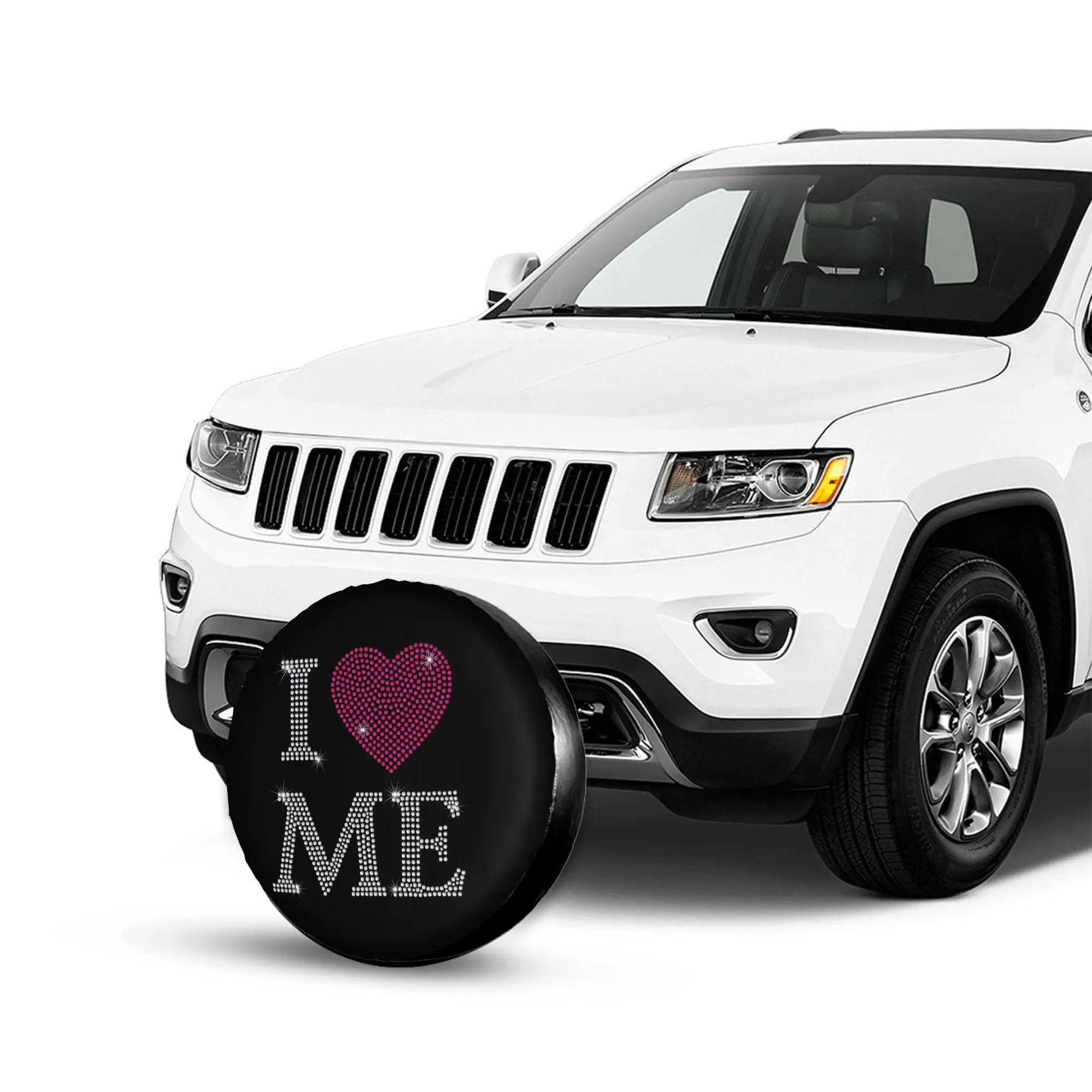 1pc I LOVE ME Letters Car Spare Tire Protection Cover | Suitable For 14-17 Inch Tires, Polyester Material, Universally Applicabl