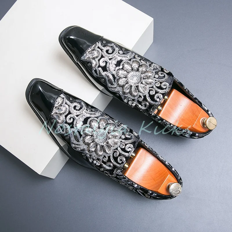 تنوعا ليوبارد طباعة المرقعة المتسكعون الانزلاق على أشار تو تنفس النسيج أكسفورد أحذية عادية فستان رجالي الحفلات الأحذية