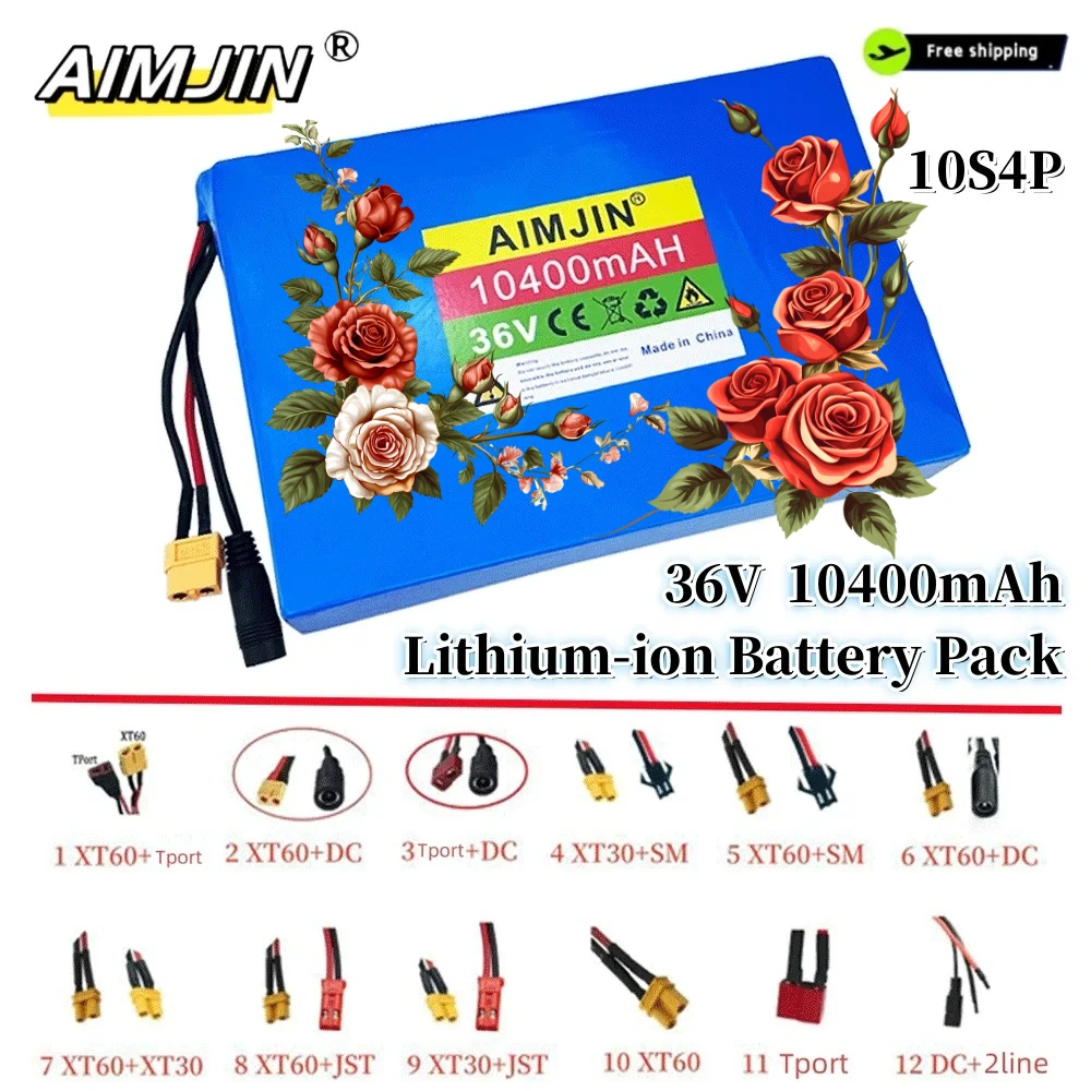 

high quality 100% New 36V Battery 10400mAh 18650 10S4P battery pack 36V 10.4Ah Scooter Battery with BMS