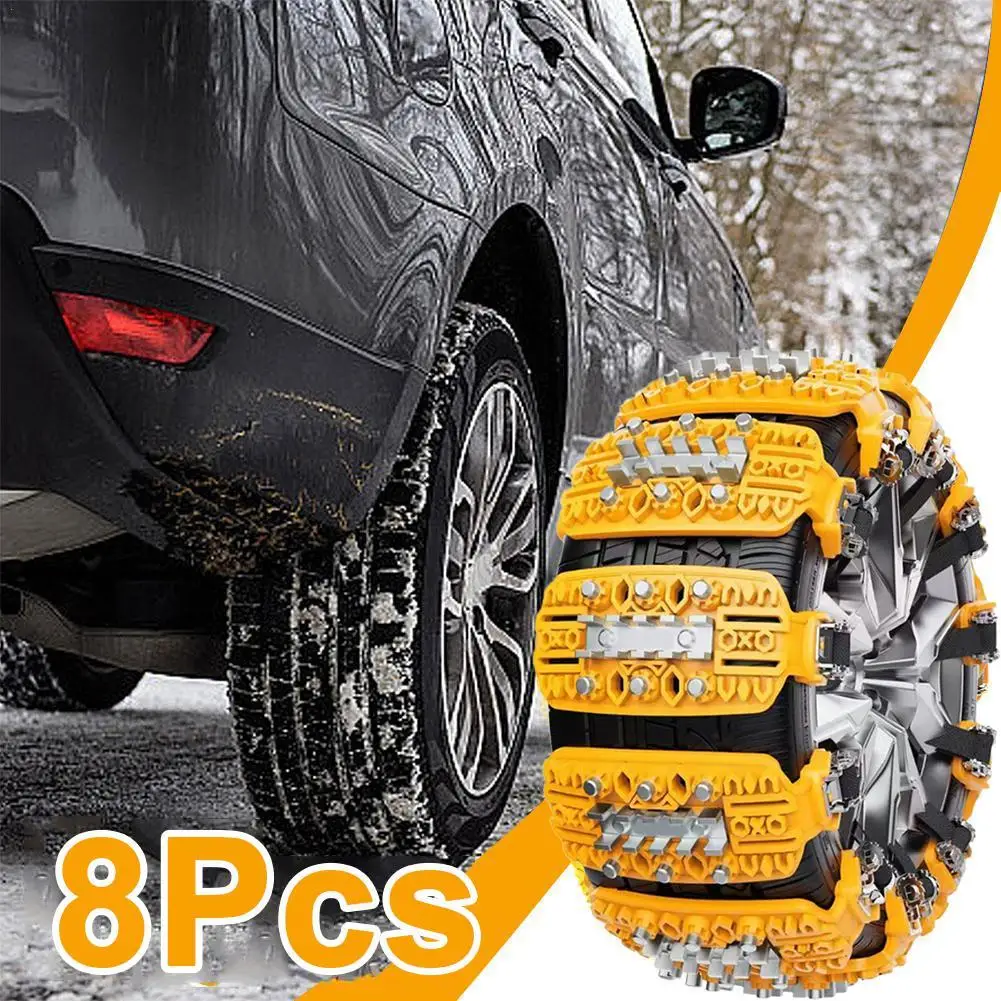 

8PCS Snow Chain 2024 Universal Urethane String Anti-skid Chains Off Road Motorcycle Truck Car Winter Tires Tyre Chains For Snow