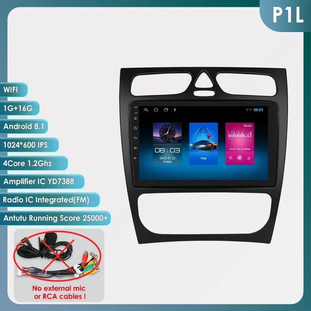 9'' 4GLTE Carplay 2din Android autoradio voor Mercedes-Benz A W168 C W203 G W463 Vaneo Vito Viano CLK Klasse C209 Multimedia Video