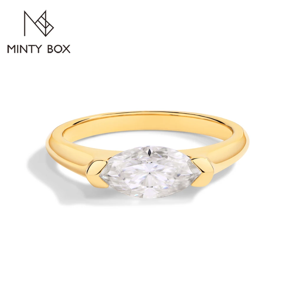 

MINTYBOX 1CT Mariquise Moissanite Rings For Women 10*5mm Diamond Ring S925 Sterling Silver 18K Gold Plated Wedding Jewelry Gift