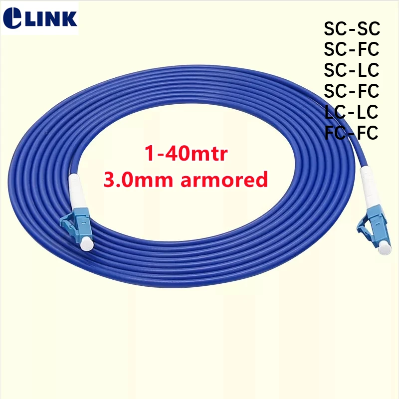 Pancerny kabel krosowy 1C 1-40m 20m 10m30m5M 3.0mm Simplex 1 światłowodowy SM SC LC FC ST LCAPC Zworka ftth odporna na rdzę 1 rdzeń Jednomodowy