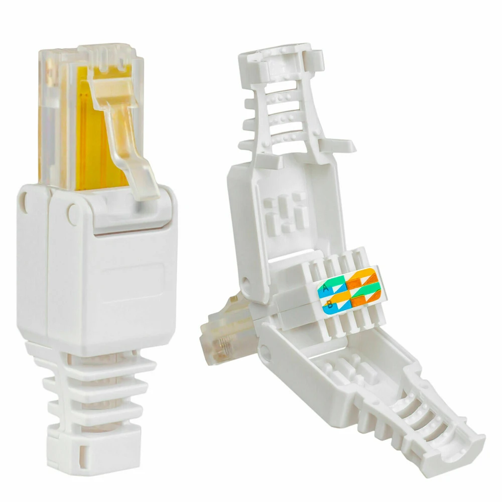 Bez złączy zaciskanych Kabel Ethernet CCTV Beznarzędziowy wtyk z kryształową główką Złącze CAT6 RJ45