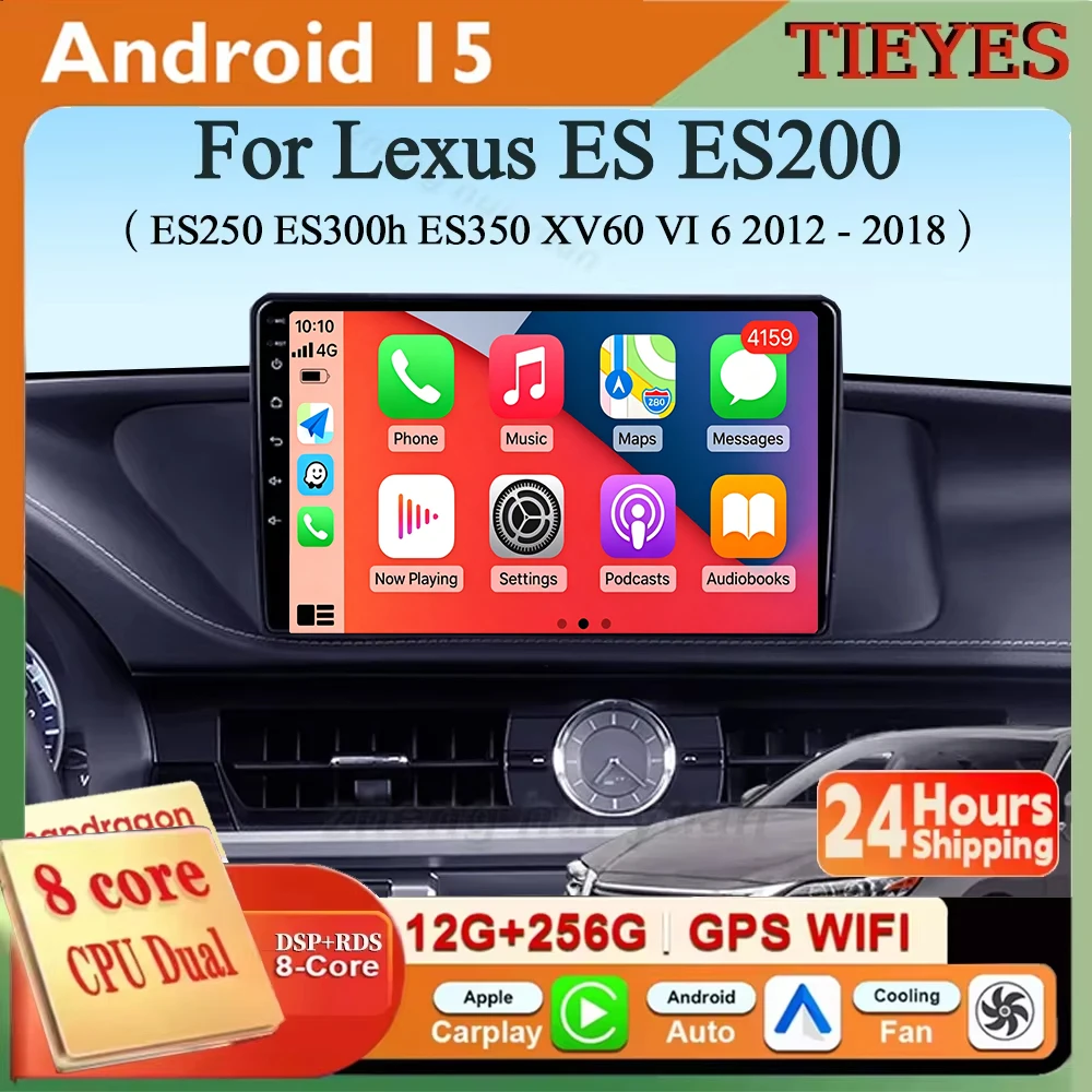 Radio para Auto con Android 16, Carplay y Auto, Navegación, Reproductor Multimedia Estéreo, QLED, GPS para Lexus ES ES200 ES250 ES300h ES350 XV60 VI 6 2