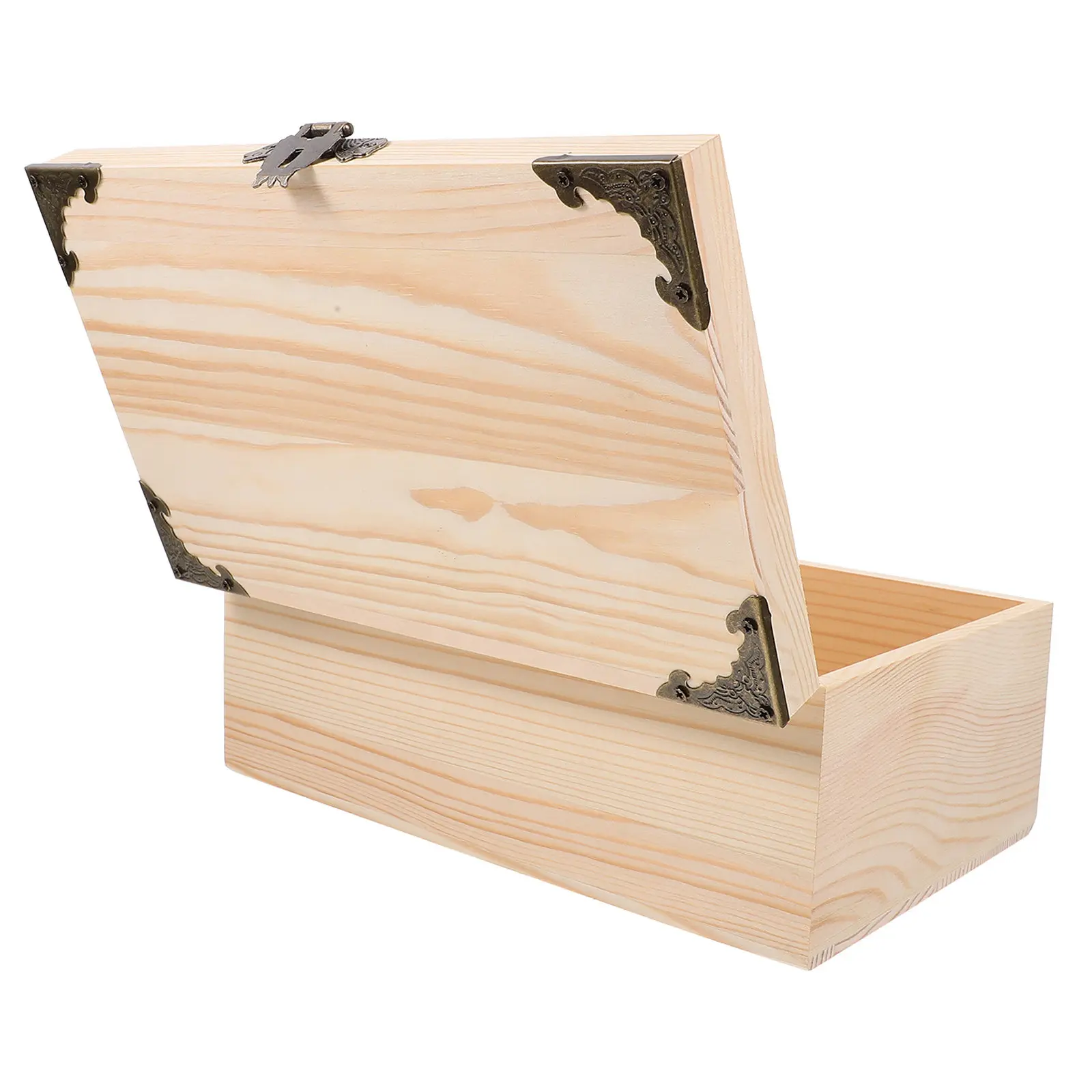 Caja de Almacenamiento de Madera Grande, Caja para Recuerdos con Tapa con Bisagras, Organizador de Escritorio, Estuche para Joyas y Artículos Pequeños, Contenedor para Manualidades, Cesta de Almacenamiento