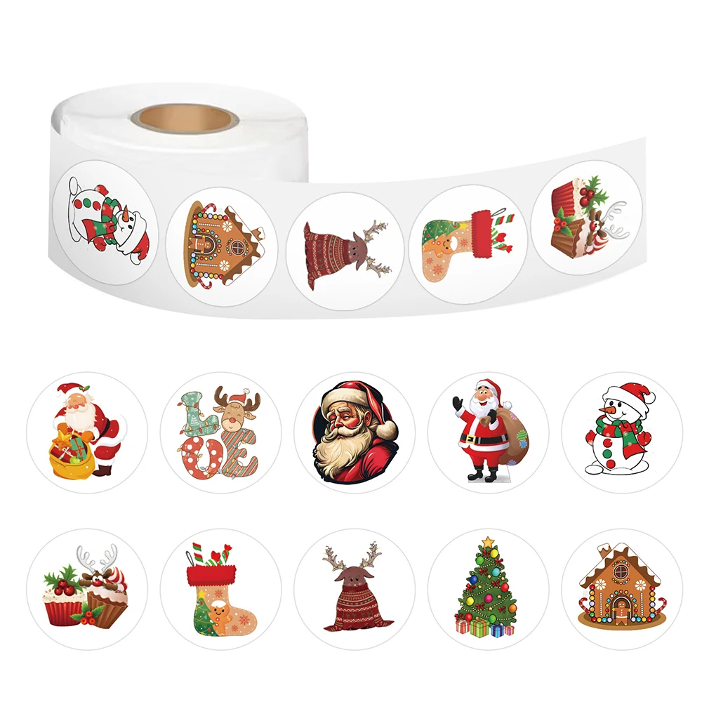 

500Pcs/Roll Cartoon Christmas Stickers Cute Santa Elk Graffiti Decal for Kid DIY Notebook Bike Aesthetic Sticker Reward Gift Toy