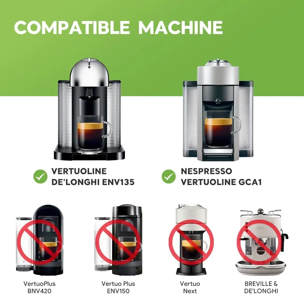 I Cafilas Stainless Steel Reusable NespressoV ertuo Pod Compatible with For ENV135, Brewing Espresso