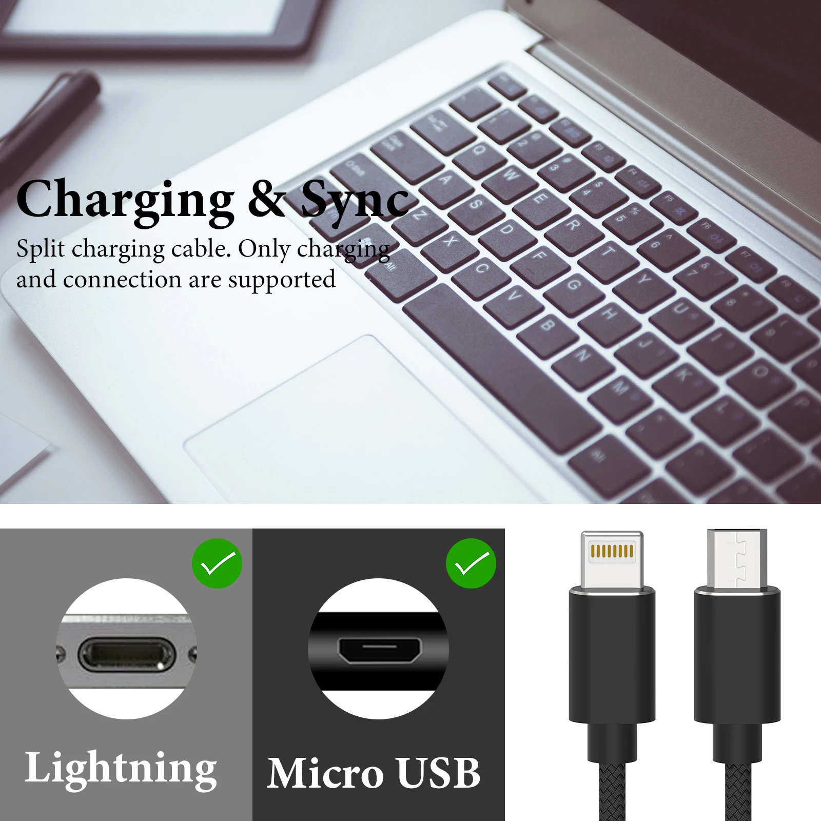 Geekria for Creators Micro USB to Lightning Microphone Cable 3.3 ft / 100 CM, Compatible with Shure MV7, MV88+, MV5, MV51, MVi