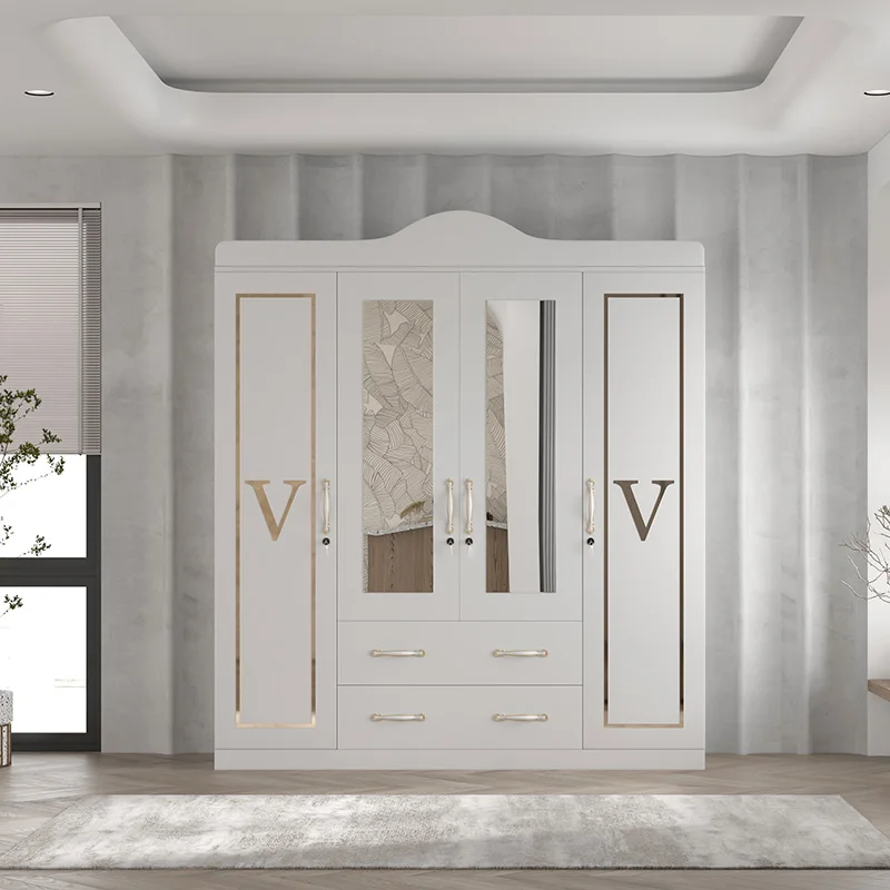 New 4 Door Fitted Wardrobes White Armario Cupboard for Clothes Nice Minimalist Bedroom Furniture Wardrobe Clothes Organizer