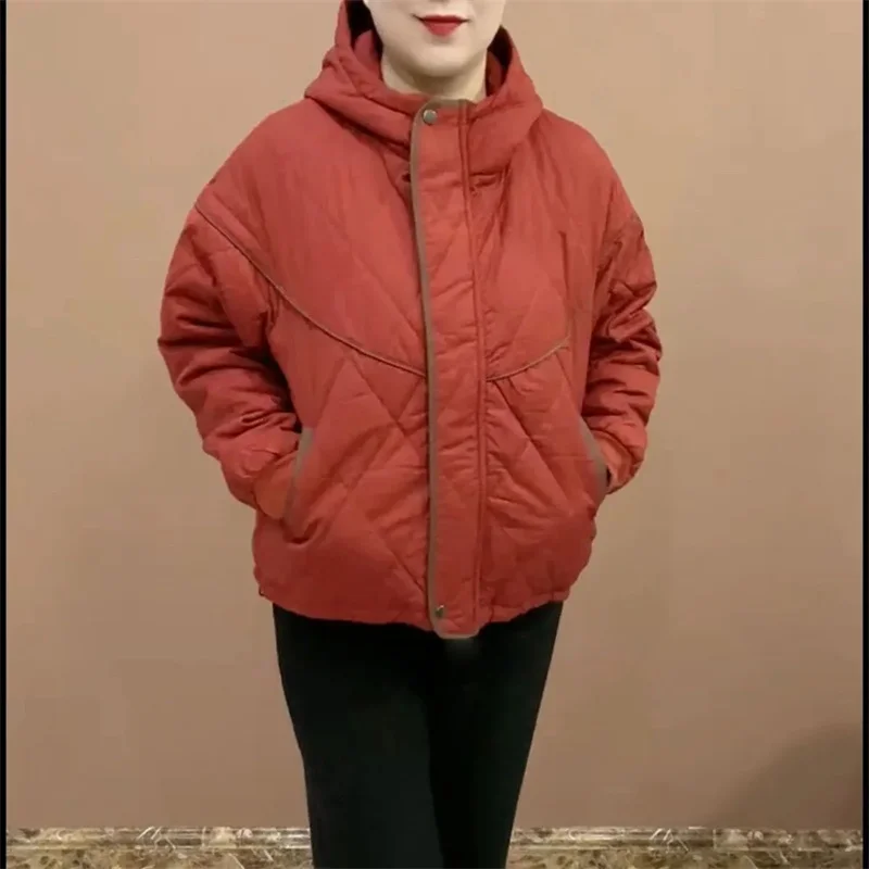 Winter Female Large Size 4XL Parkas Outwear Korean Women Fashion Long Sleeves Cotton Padded Top Ladies Hooded Down Cotton Jacket