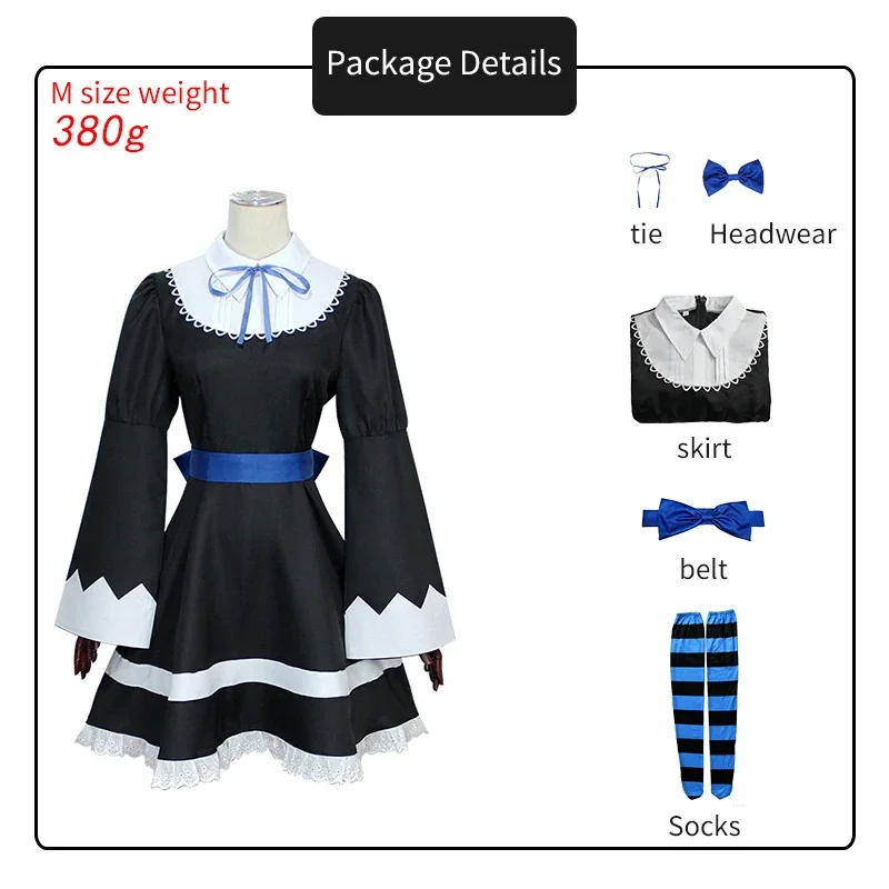 Anime calcinha & meia com cinto de liga irmã mais velha anarquia meia cosplay traje gótico empregada lolita vestido peruca longa soc # 1 # W