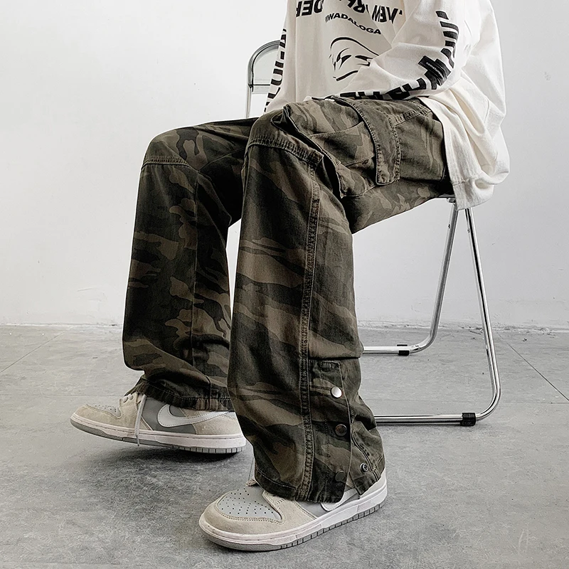 

Американские ретро уличные камуфляжные рабочие брюки мужские слини свободные прямые повседневные длинные брюки осень-зима модный бренд