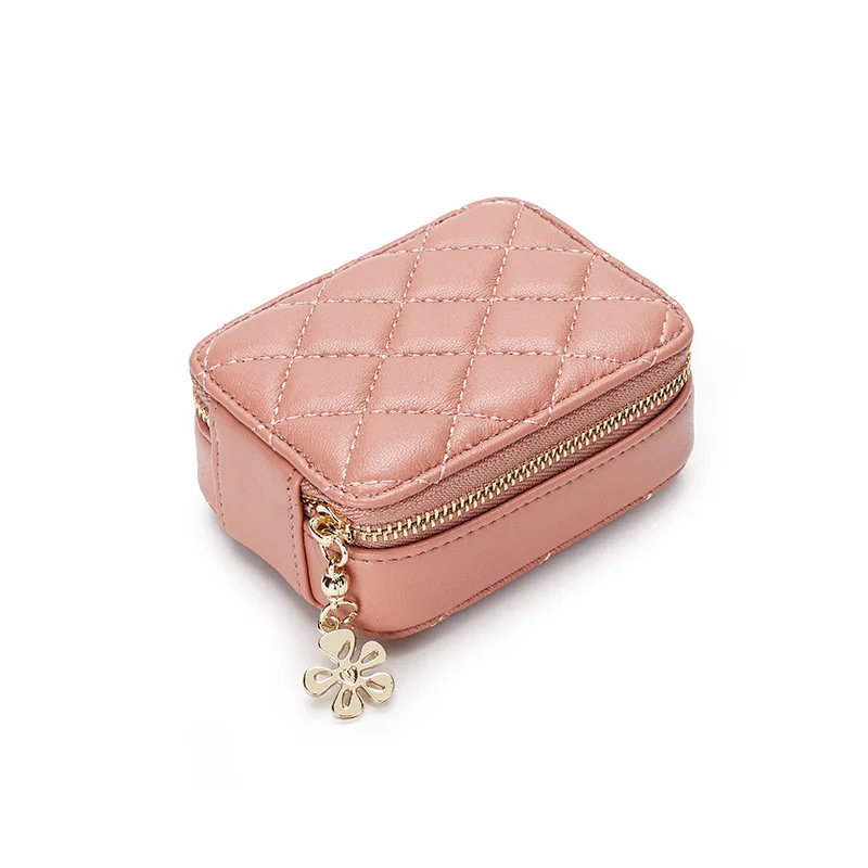 Lipstick Bag Sheepskin Leather Mini Portable Compact Makeup Belt Mirror Lipstick Box Ins Lingge Coin Coin Earphone Bag