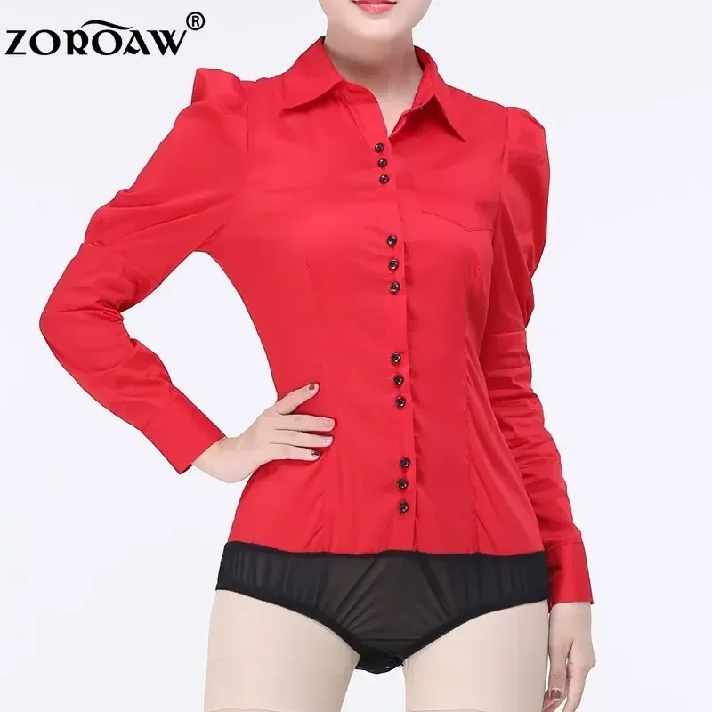 Long Sleeve Bodysuits for Women, White Blouse, Office Lady Work, Formal Body Shirts, Female Fashion, Spring, Autumn, 2023