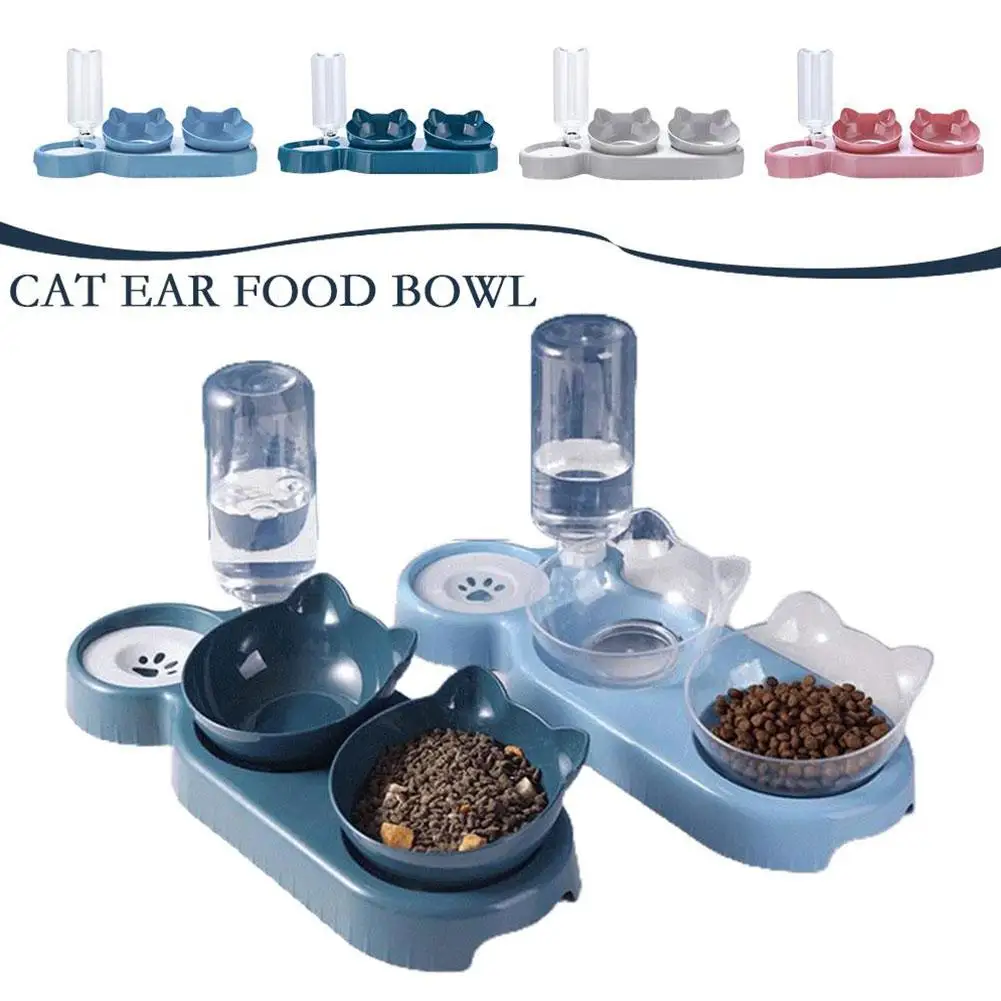 Food Bowl Pet Automatic Feeder Water Dispenser Double Cervical Slip Spinee Food Anti Container Protects Dog Bowl F4r1