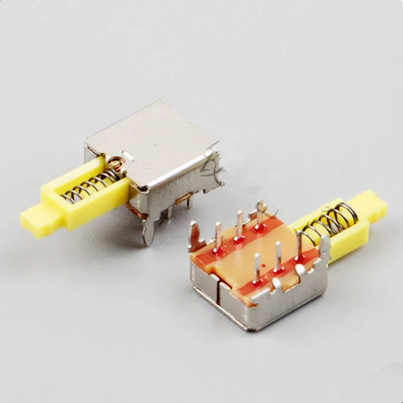 50pcs Yellow Button 6P Tact Switch for Radio 19 x 9.2 x 8mm Momentary/Maintained 2P2T Slide Switch