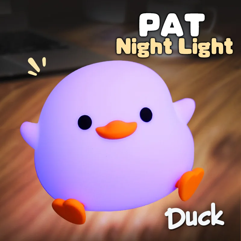 Cute Duck Night Light Silicone Material Touch Sensor USB Charging Birthday Gift Holiday Gift Bedlight