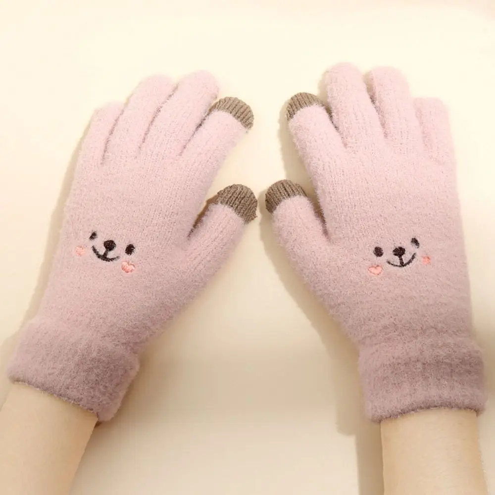 الفتيات ركوب الدراجات القيادة شاشة تعمل باللمس جميع قفازات الأصابع قفازات الشتاء محبوك القفازات رقيق #5