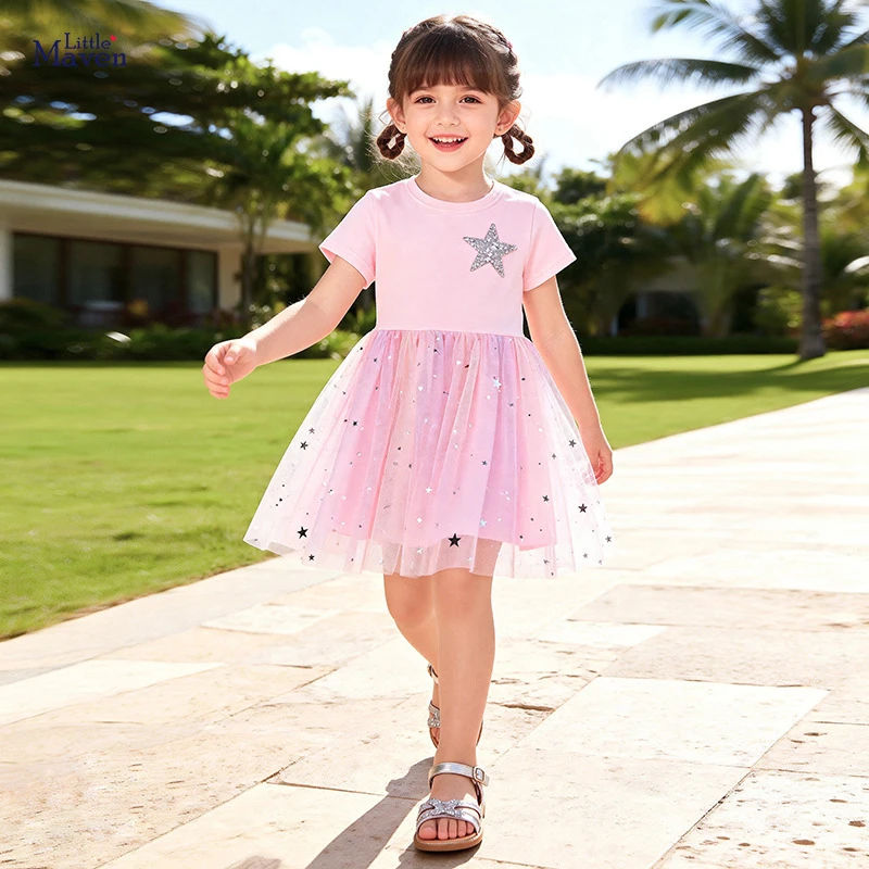 

Summer short-sleeved girls' dress, cute mesh children's dress, stylish princess dress