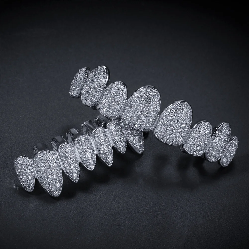 Anztilam Bling Grillz Iced Out Grills Tooth Grill Men Women Hip Hop Caps Brass Fashion Jewelry Free Shipping