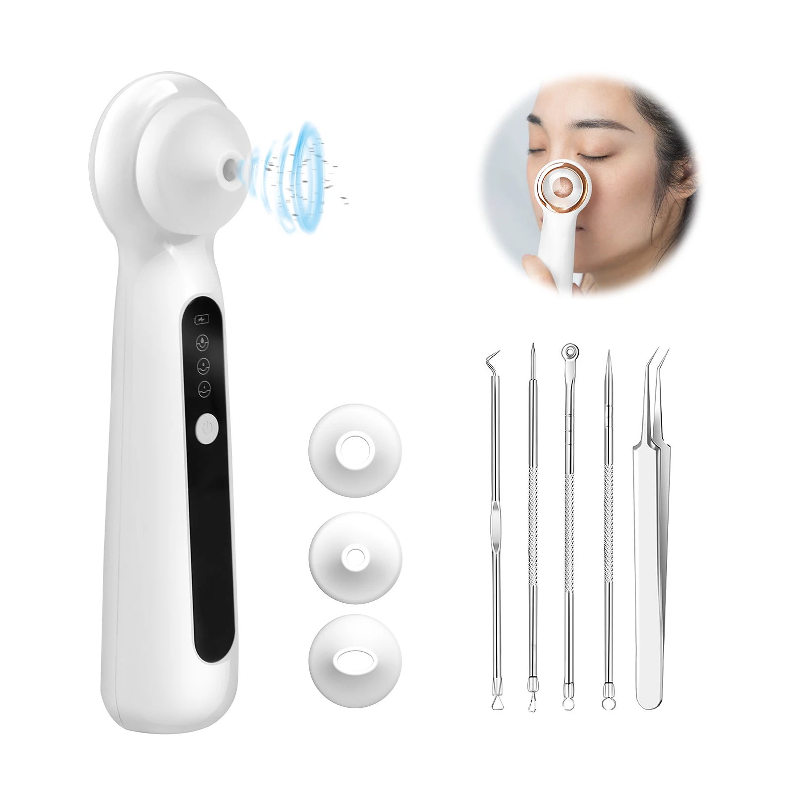 ODM Visual Blackhead Remover Pore Vacuum Facial Pore Cleaner USB Rechargeable Blackhead Vacuum Kit Electric Acne Extractor Tool