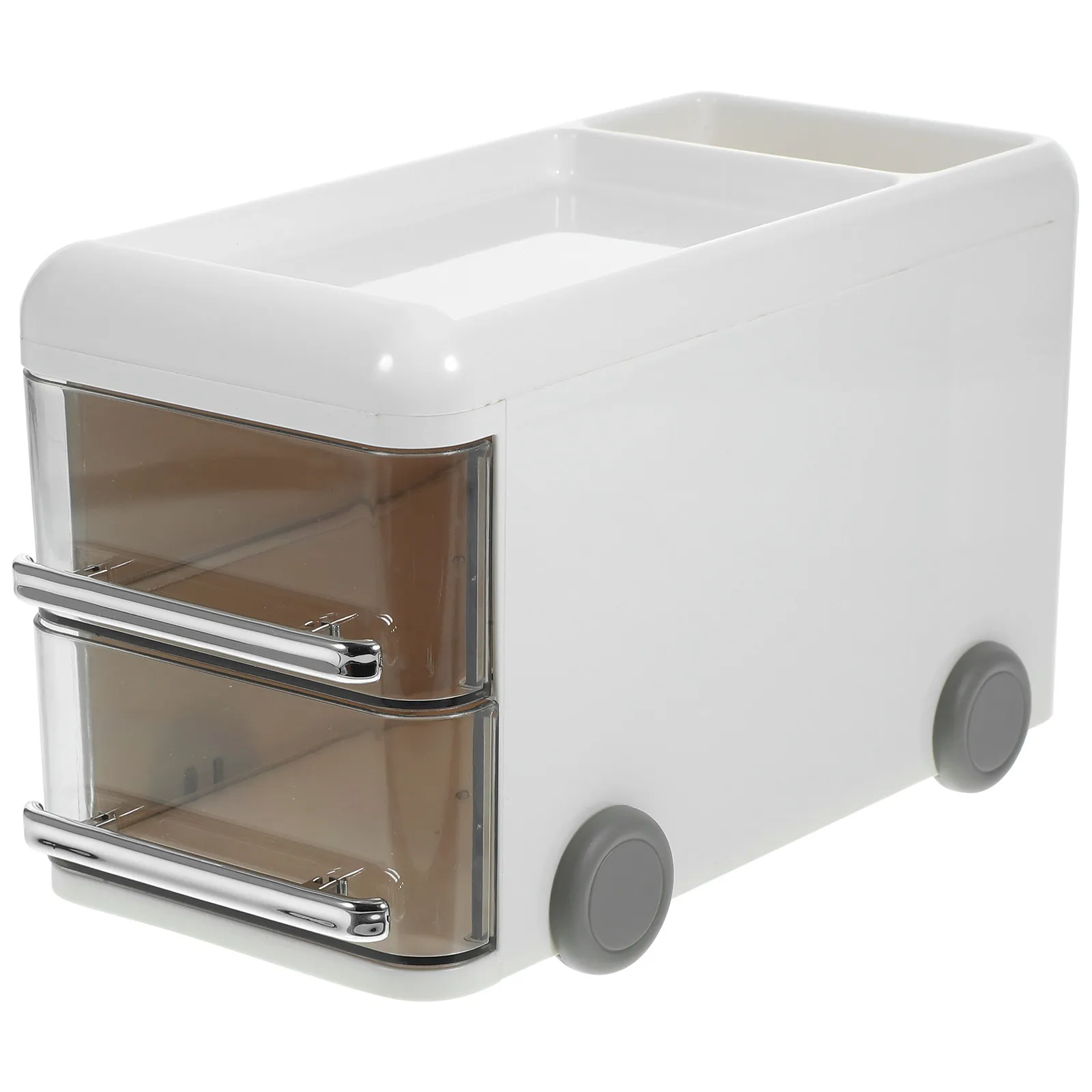 Double-Layer Bus Shape Pen Holder Desktop Organizer Plastic Stationery Storage Rack Multipurpose Desk Organizer for Office