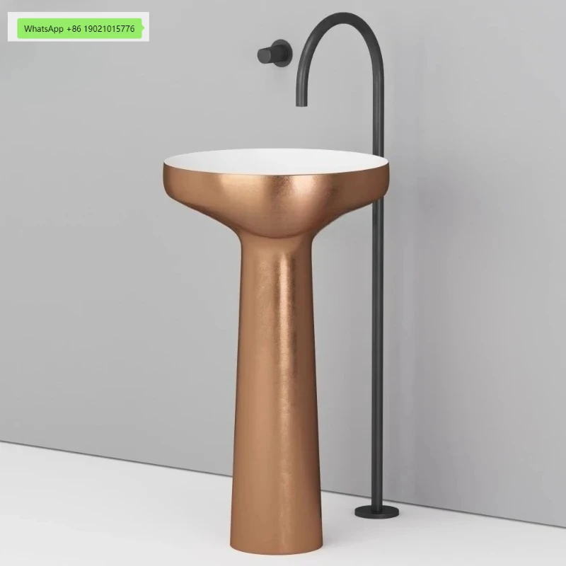 

TQH floor-to-ceiling column basin hand wash basin hotel clubhouse villa light luxury wash table under the counter basin pool