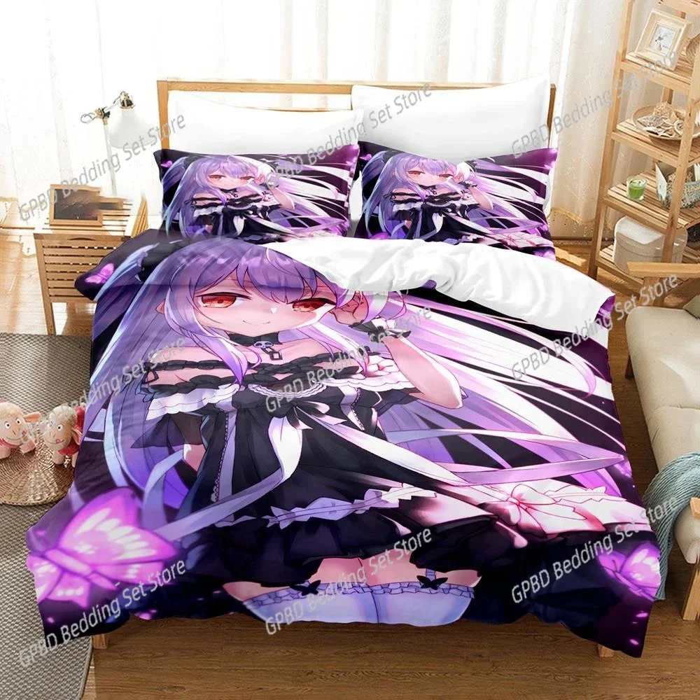 

New Anime Uruha Rushia Butterfly Girl Comfortable Duvet Cover Pillowcase Bedding Set Children Bedroom Decoration Home Textile