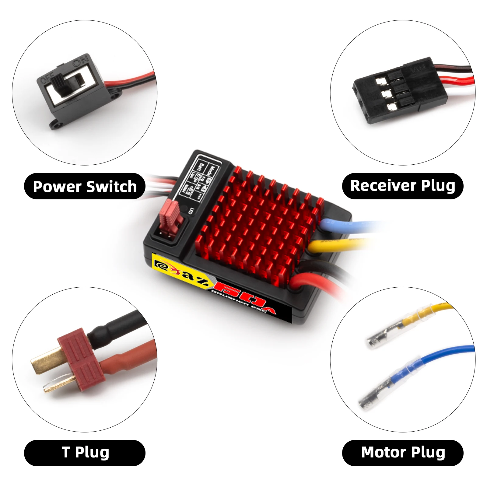 Controlador electrónico de velocidad cepillado RC resistente al agua 60A ESC para 1/10 1/12 RC Car Rock Crawler Boat Axial SCX10 TRX4 TRX6 CC01 D90
