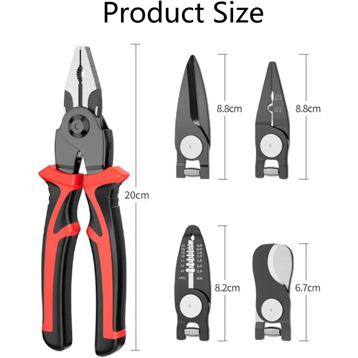 5 In 1 Versatile Tool Kit, Plier Tool Set Multifunct Interchangeable Pliers Head Wire Stripper Crimping Tools Sheet Metal Shear