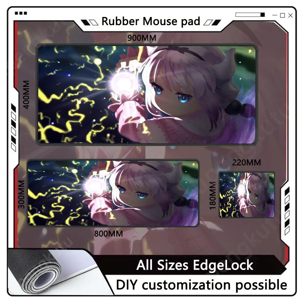 Miss kobayashis dragon maid Desk mats computer mat Mouse Pads Non-Slip Rubber New products Purple art Edge locking Mousemat