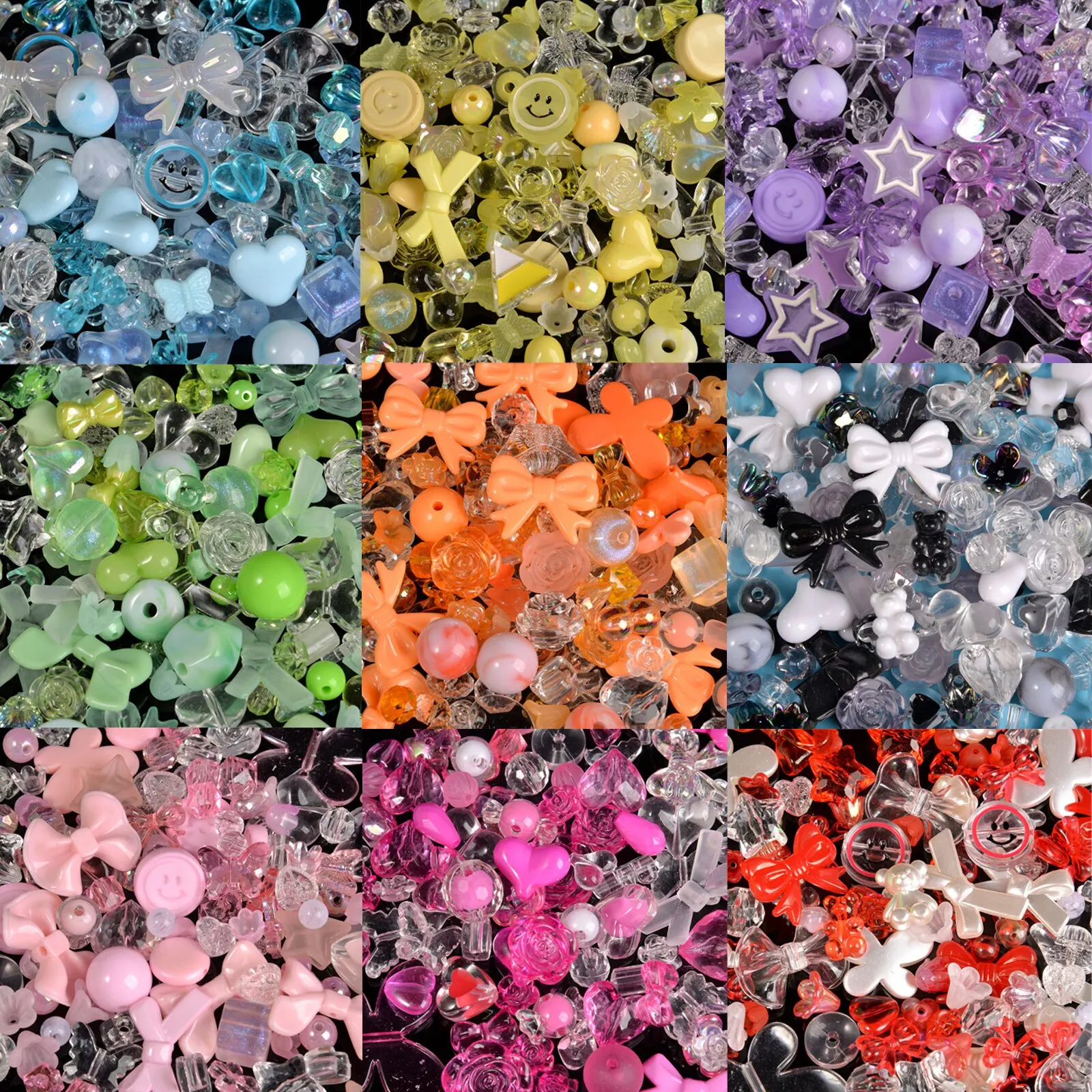 1bag 50g Mixing Style Candy Color Acrylic Beads For DIY Handmade Bracelet Jewelry Making Phone Chain Accessories