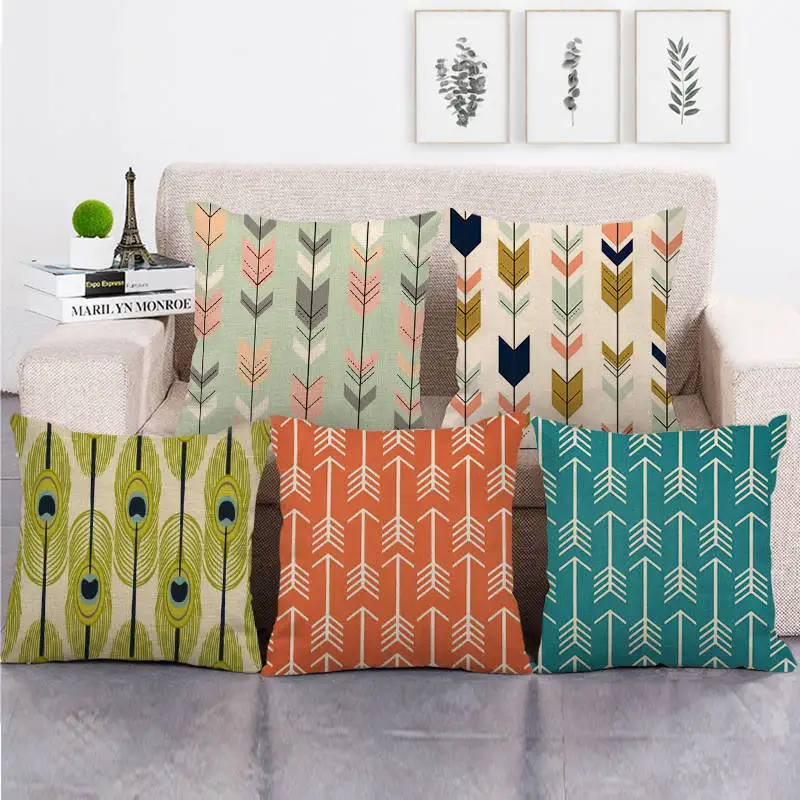 

Colorful Arrow Pillow Case Abstract Geomet Pillowcase for Bedroom Sofa Boy Room Aesthetics 45x45cm Throw Pillow Cover Home Decor