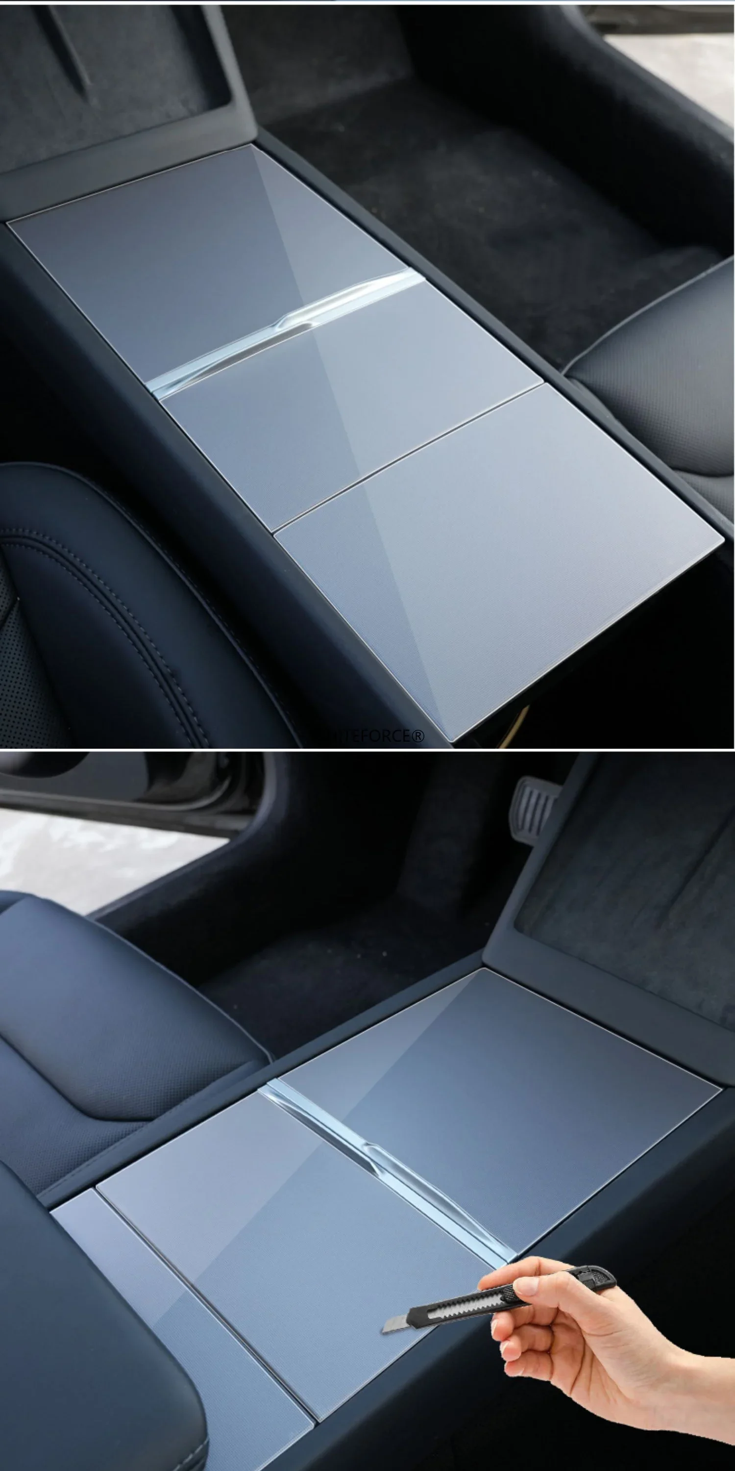 TPU Schutzfolie für Tesla Model Y Juniper & Model 3 Highland 2025 Mittelkonsole Anti-Kratz-Aufkleber – Detail 8