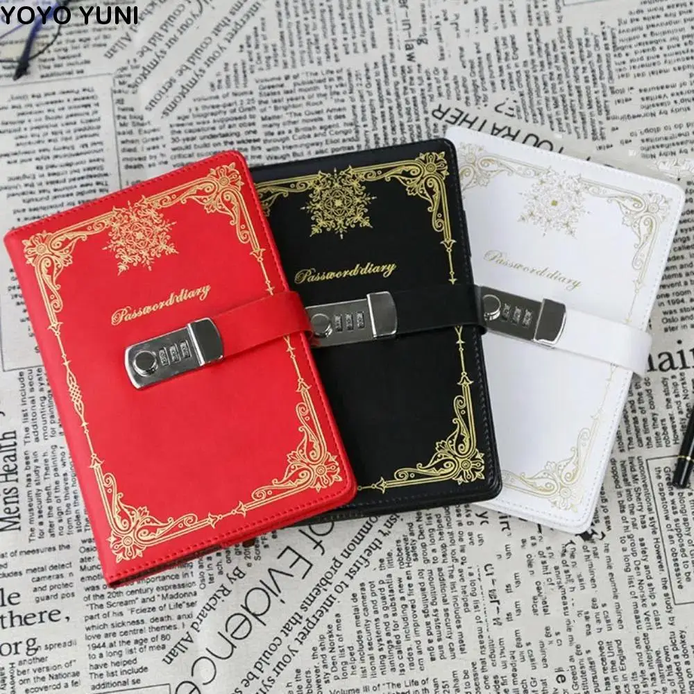 PU Deri Günlük Defter Kilitli Sert Kapak A5 100 Sayfa Kişisel Defter Retro Çizgi Kağıt Kilitlenebilir Sırlar Dergisi Çalışması