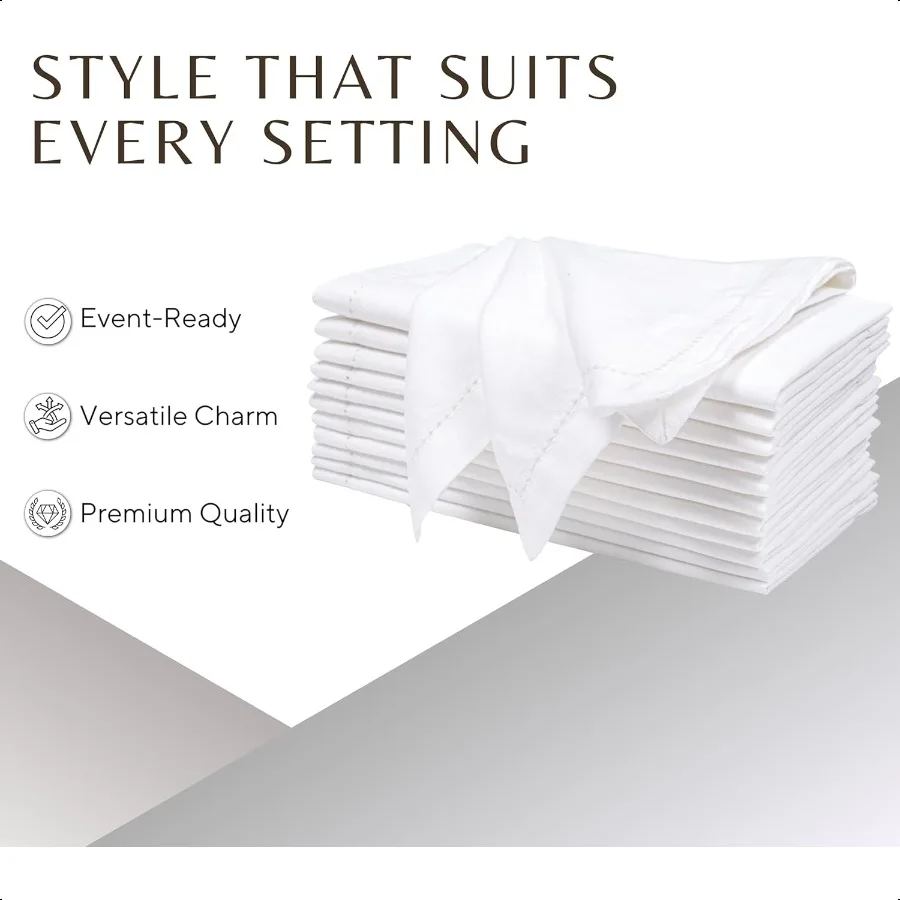 Tovaglioli da pranzo in stoffa decorativa con orlo in cotone di lino colore bianco 20x20 Tovaglioli da cocktail per matrimoni Angoli mititati hine Was