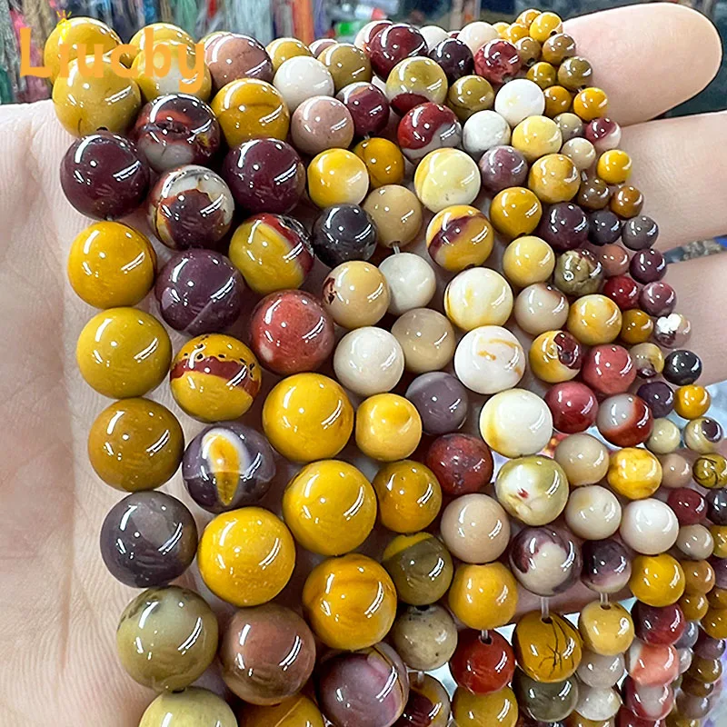 Natural Stone Egg yolk stone Smooth Beads For Jewelry Making DIY Charm Bracelet keychain Accessories 15