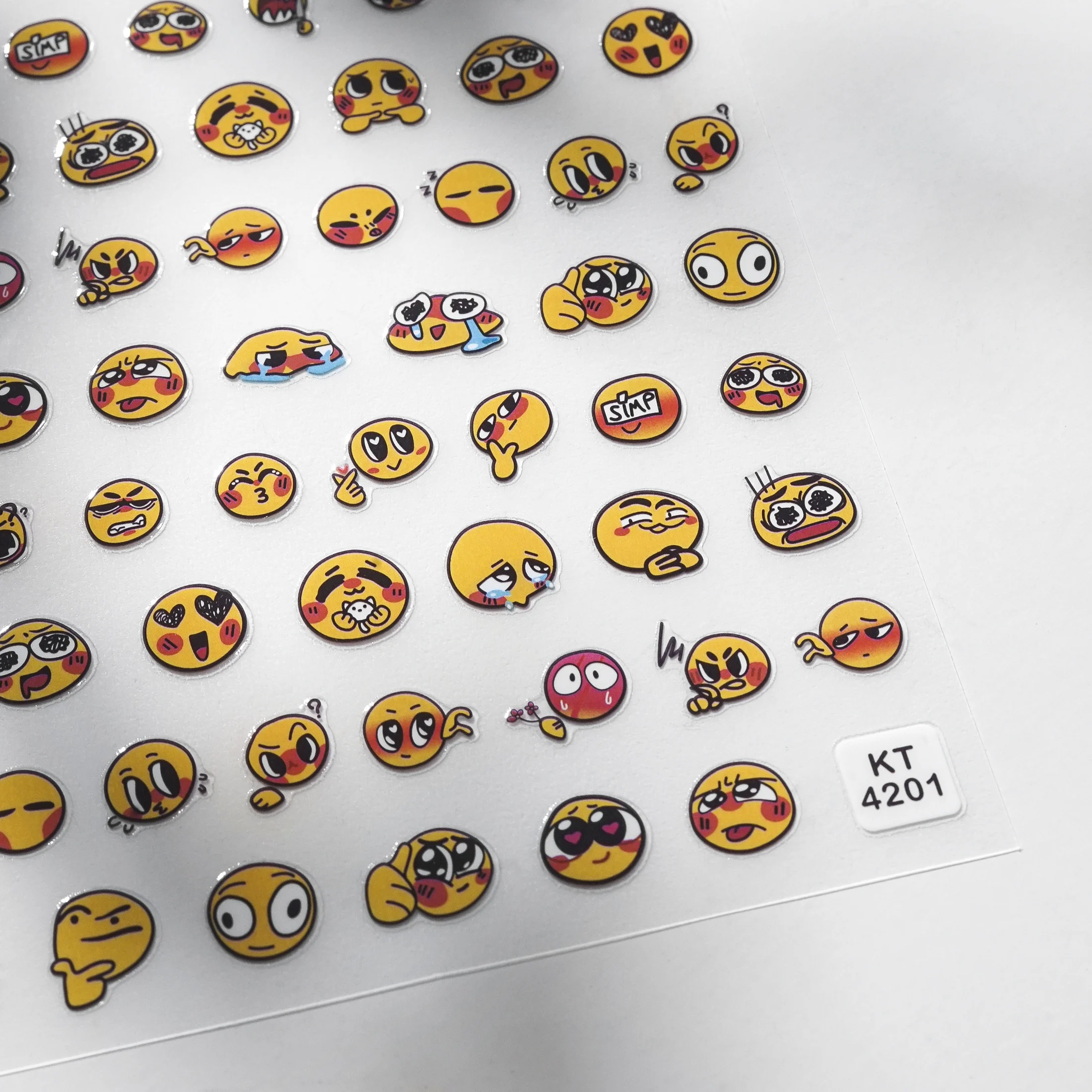 1 ورقة لطيف مضحك التعبير الإغاثة مسمار ملصق 3D هلام هلام الوجه المبتسم تصميم لطيف مسمار ملصقا #2