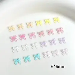 60Pcs Kawaii Jelly Ribbon Bows Nail Charms Macaron Colored Mini Bowknots Nail Art Decorations for DIY Sweet Style Nails Crafts