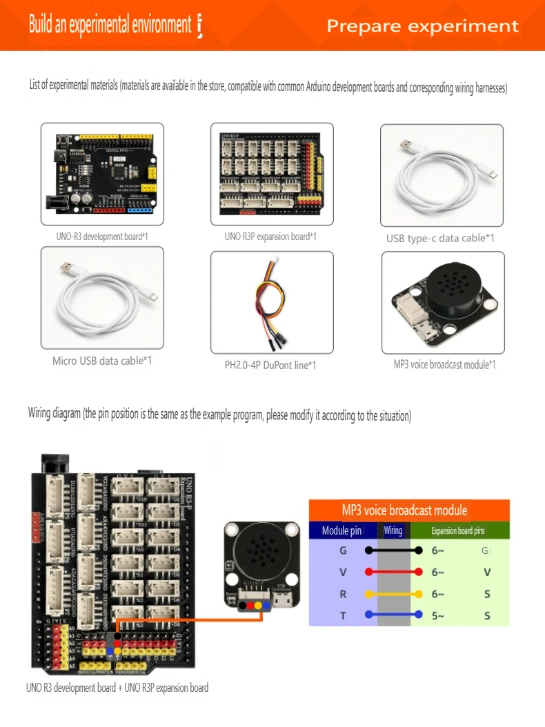 Módulo de reprodução de voz MP3 Reprodução de música de voz inteligente Compatível com arduino Suporte para programação mix