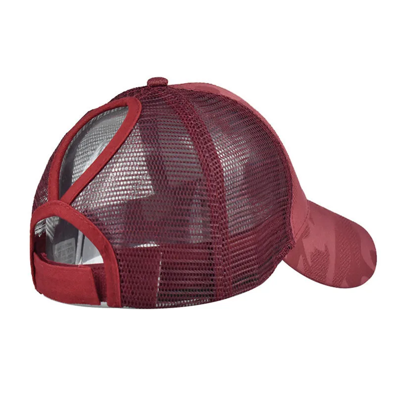 High Ponytail Ball Cap Women Mesh Baseball Hats Summer Beach Cap Solid Color Snapback Girl Sun Hats With Hole Outdoor Sports Cap