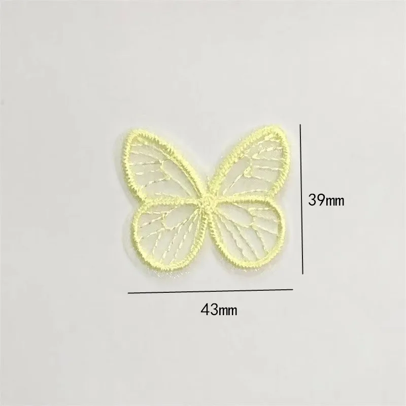 100Pcs Embroidered Organza Butterfly DIY Headwear Hair Pin Decor Clothes Hat Shoes Patches Accessories Brooch Appliques Material