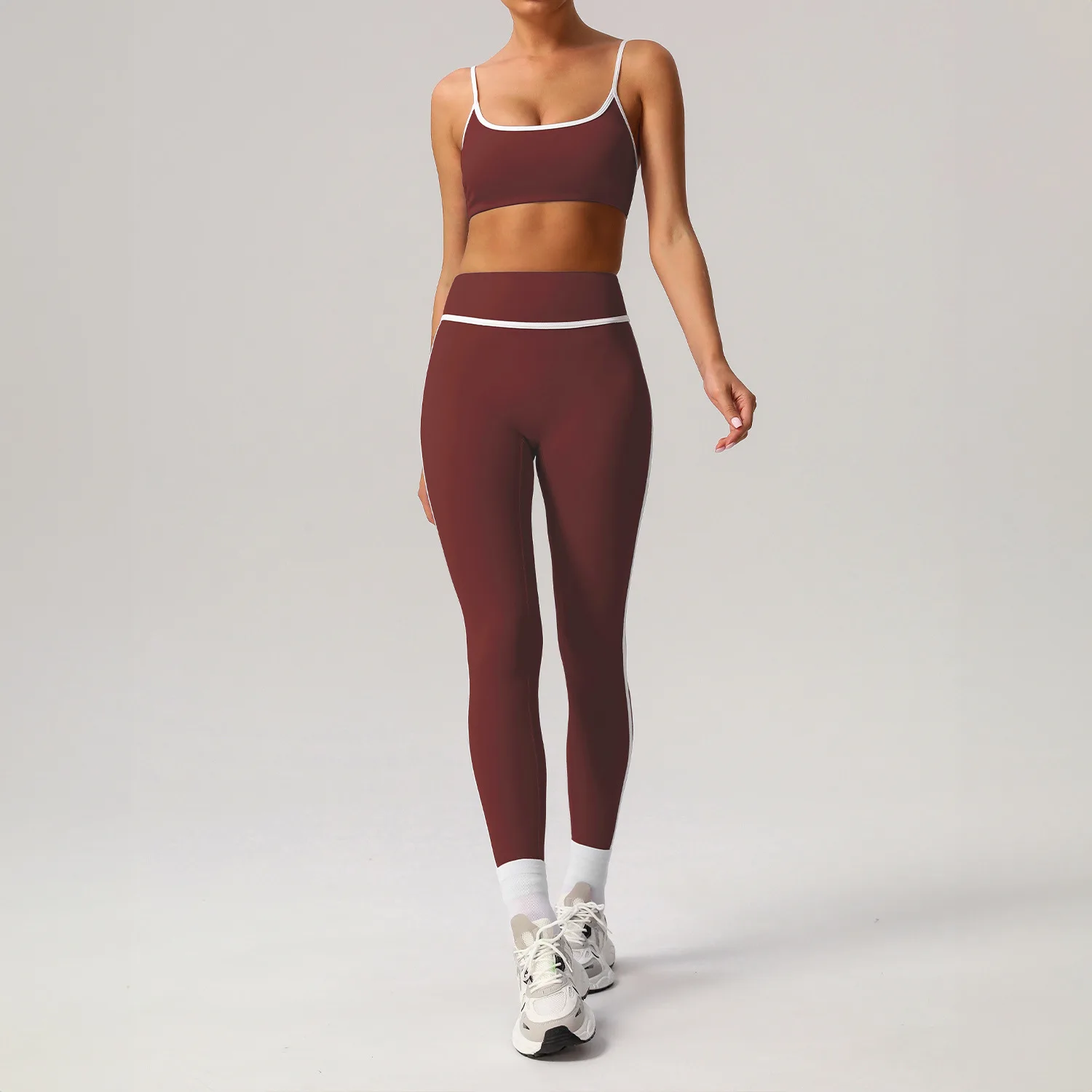 JHJN 2-Piece Set Quick Drying High Waist Sports Suit For Women Tight Pants+Bra Naked Feeling Run Fitness Yoga Clothes