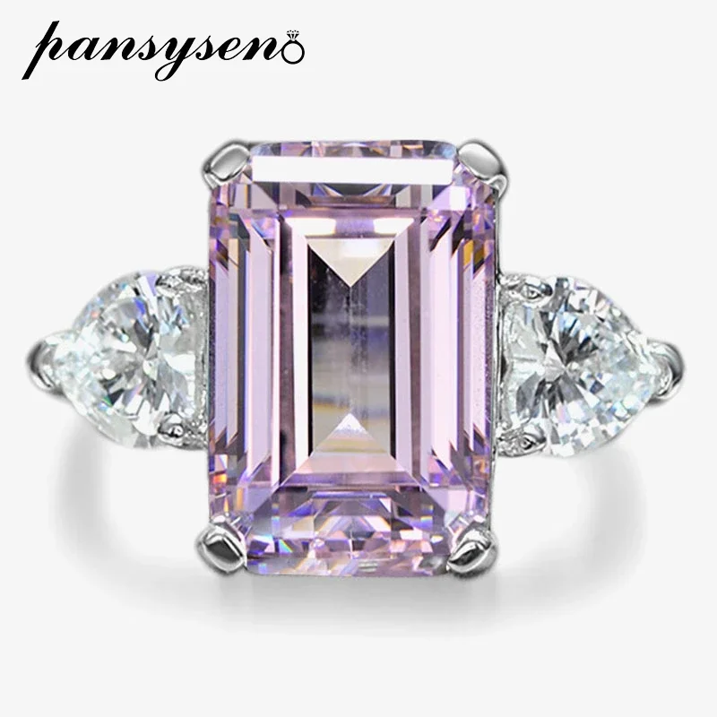 

Romantic 925 Sterling Silver 5CT Emerald Cut Sapphire Citrine High Carbon Diamond Jewelry Ring for Women Party Gift Wholesale